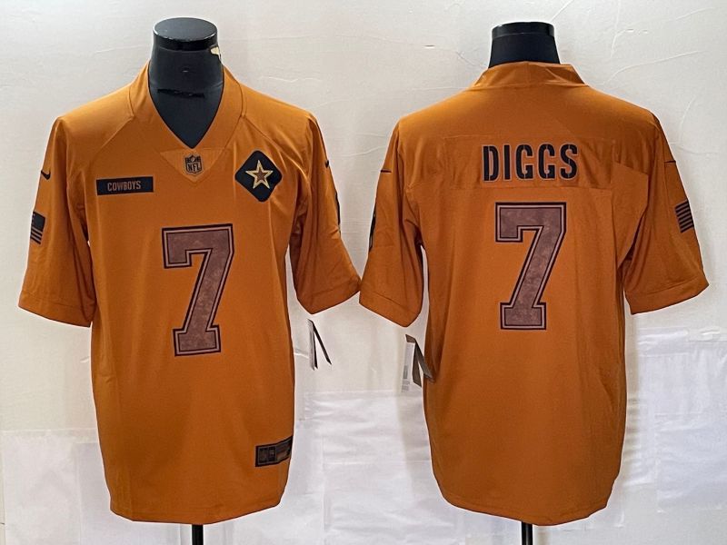 Men Dallas Cowboys #7 Diggs brown Nike 2023 Salute To Service Limited NFL Jersey